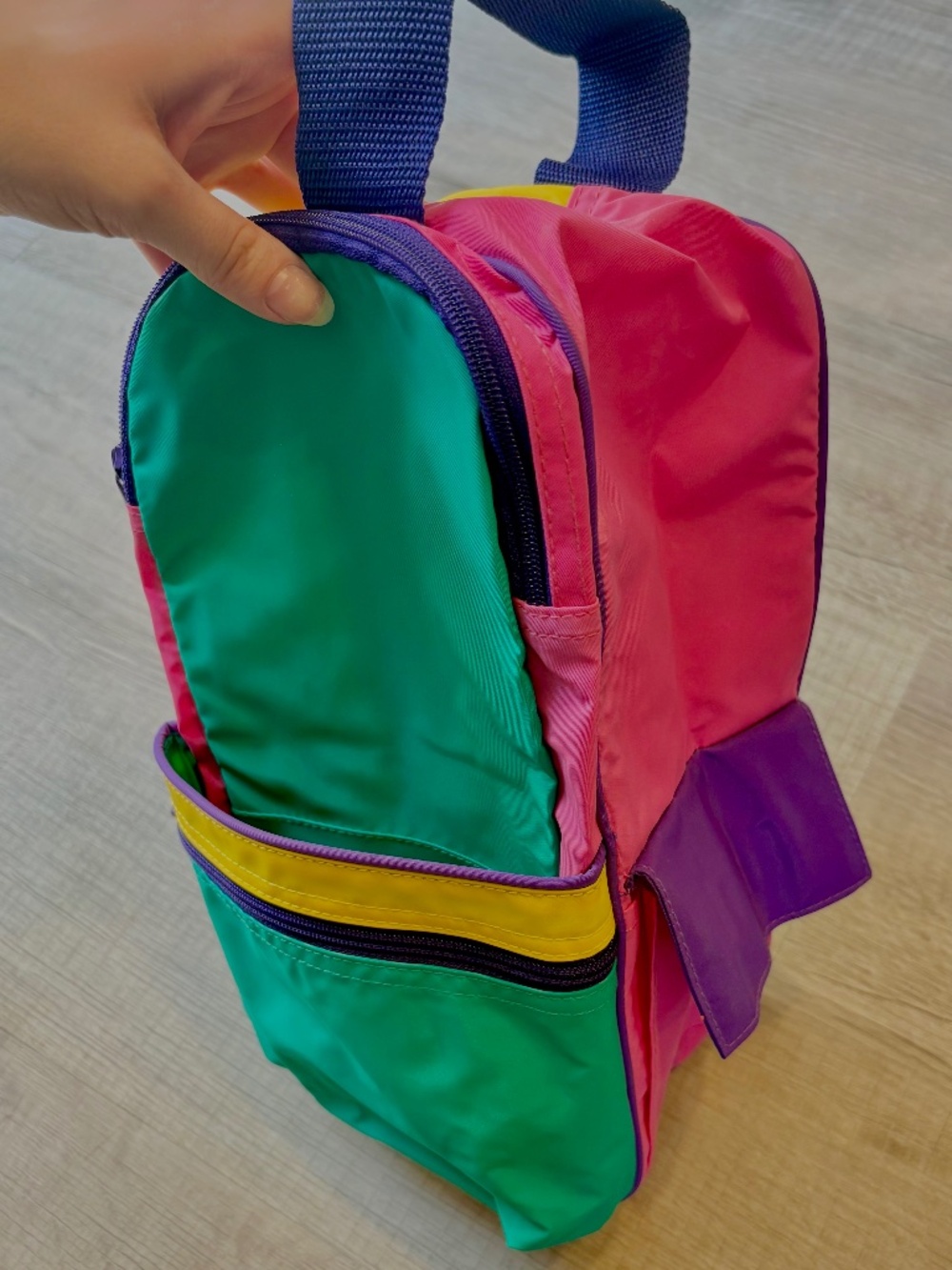 Vintage Avon 80s 90s Colorblock Travel Bag Teal Pink Yellow Purple Retro Pouch